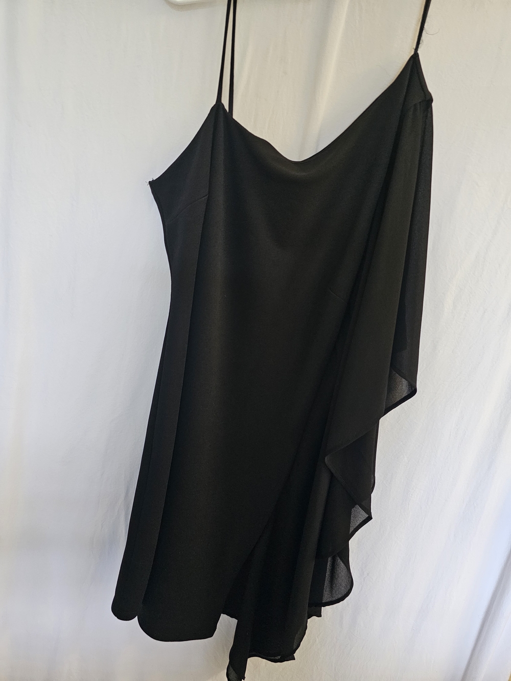 Black One-Shoulder Chiffon Evening Dress